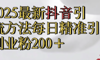 2025最新,抖音引流,方法每日精准引流创业粉300+