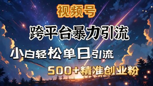 视频号跨平台暴力引流,小白轻松单日引流500+精准创业粉
