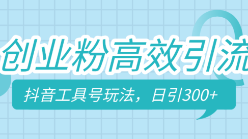 创业粉高效引流,抖音工具号玩法,日引300+,不要成为学习高手,要成为实战高手