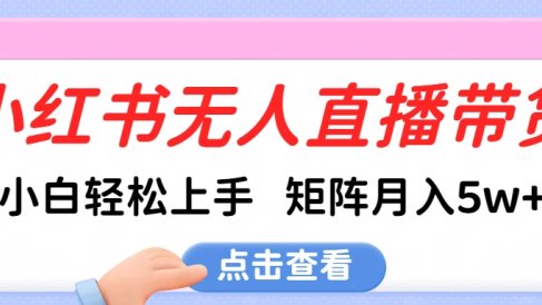 小红书无人直播带货,小白轻松上手,可矩阵月入5w+