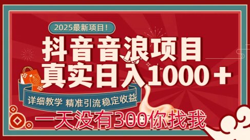 每天稳定1000+抖音音浪项目稳定收益可当主业和副业