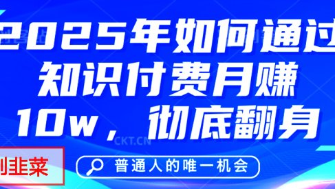 给自己一个机会,2025年翻身项目,知识付费,网创项目的天花板,没有之一!