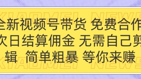 全新视频号 免费合作 佣金次日结算 无需自己剪辑