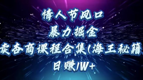 情人节风口,暴力掘金!卖杏商课程合集(海王秘籍),日赚1W+