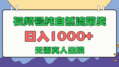 视频号纯自然流带货，日入1000+，无需真人出境，新手小白也可操作