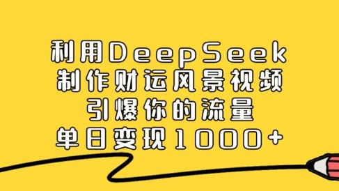 利用DeepSeek制作财运风景视频，引爆你的流量，单日变现1000+