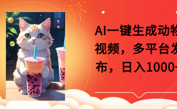 AI一键生成动物搞笑视频，多平台发布，轻松破千万播放，日入2000+