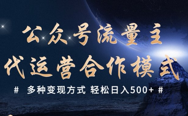 公众号流量主代运营  多种变现方式 轻松日入500+