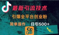 最新引流方法,引爆全平台创业粉操作简单,日引300+