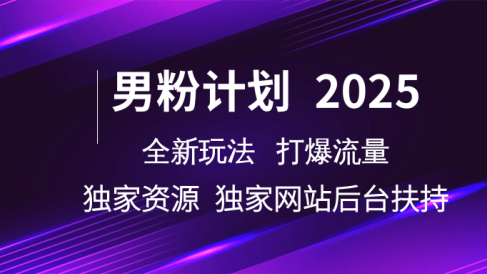 男粉计划2025全新玩法打爆流量 独家资源 独家网站 后台扶持