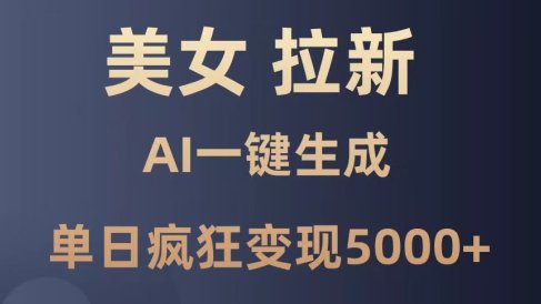 美女暴力拉新，通过AI一键生成，单日疯狂变现5000+，纯小白一学就会！