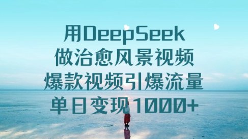 用DeepSeek做治愈风景视频，爆款视频引爆流量，单日变现1000+