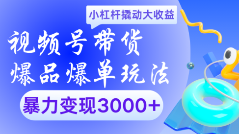 视频号带货爆品爆单玩法小杠杆撬动大收益暴力变现3000+