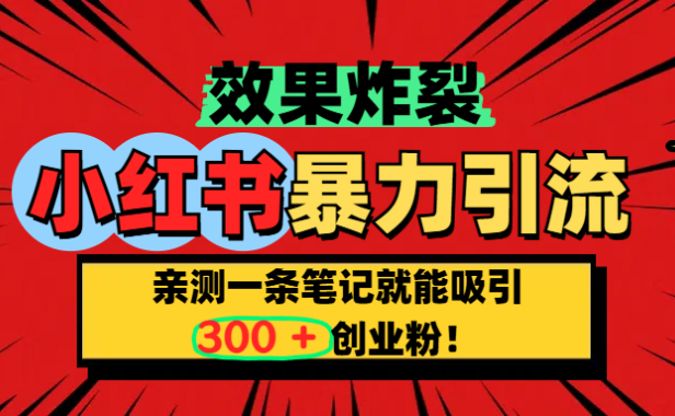 小红书炸裂玩法,亲测一条笔记就能吸引300+精准创业粉!