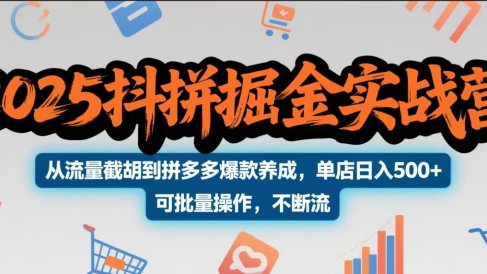 2025抖拼掘金实战营，从流量截胡到拼多多爆款养成，单店日入500+ 可批量操作，不断流