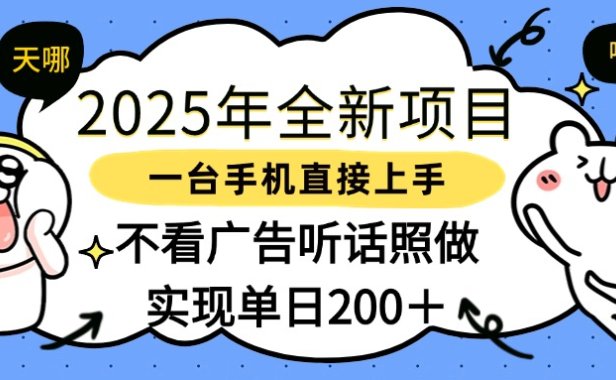 2025年全新项目一部手机轻松上手,实现单日200+