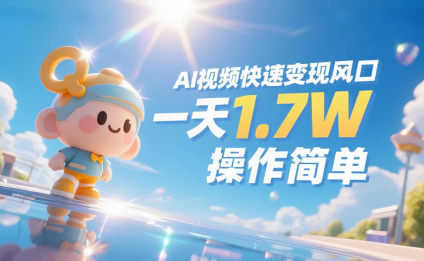 《Ai视频变现风口，一天1.7W，收入无上限，操作简单》