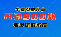 超牛逼引流分享，日引300-500粉，加爆你的微信