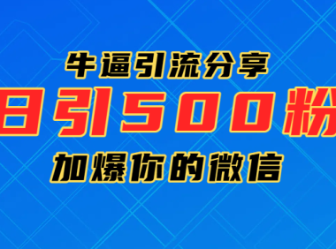 超牛逼引流分享，日引300-500粉，加爆你的微信