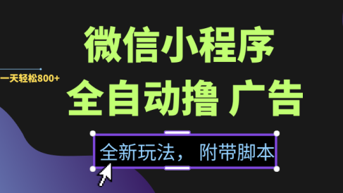 微信小程序挂机撸广告,全新玩法,新手一天轻松800+【附带脚本】