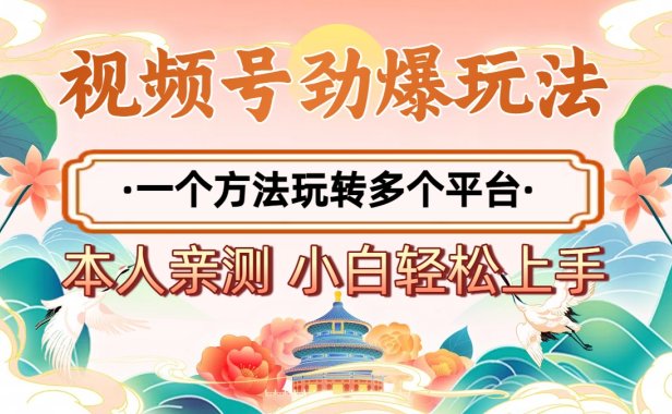2025年视频号劲爆玩法，一个方法玩转多个平台 小白也能轻松上手