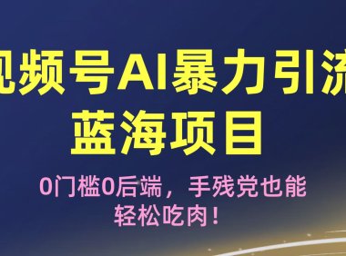 疯传！视频号AI暴力引流蓝海项目，0门槛0后端，手残党也能轻松吃肉！