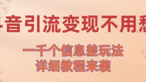 抖音引流变现不用愁!一千个信息差玩法详细教程来袭