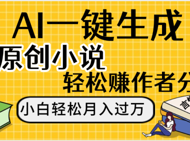 AI工具写小说,一键生成原创小说,躺着也能赚,月入2w+