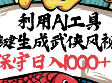 利用AI工具一键生成武侠风视频，狂撸视频号分成计划收益，原创度高，画面好看