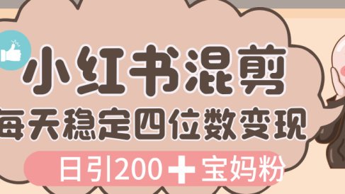 价值 3980 的小红书混剪， 虚拟变现，日引 200+宝妈创业粉，每天稳定四位数变现