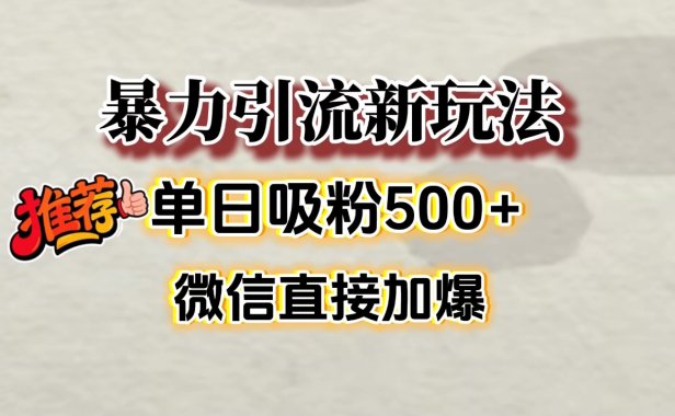 微信加爆的引流超级方法，单日吸粉500➕