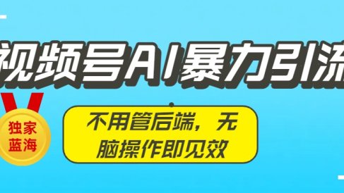独家蓝海!视频号AI暴力引流:不用管后端,无脑操作即见效
