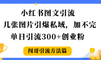 小红书图文引流，几张图片引爆私域加不完，单日引流300＋创业粉
