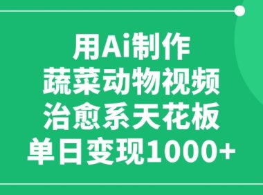 利用Ai制作蔬菜动物视频，治愈系天花板，单日变现1000+