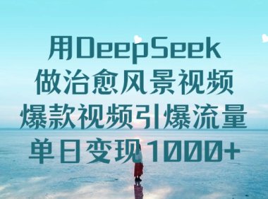 用DeepSeek做治愈风景视频，引爆流量爆款视频，单日变现1000+