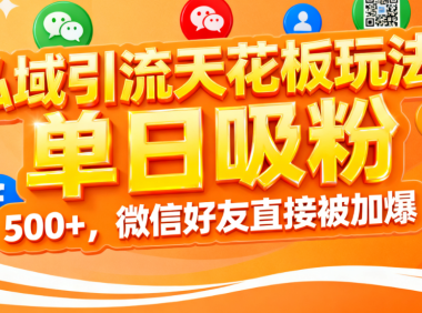 私域引流天花板玩法！单日吸粉 500+，微信好友直接被加爆
