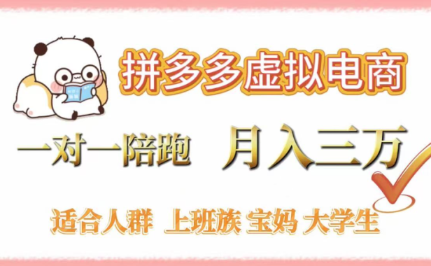 拼多多虚拟电商，0囤货，轻资产，无需发货，一对一陪跑，月入3万