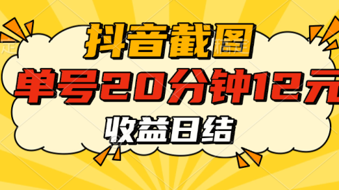 抖音截图上传 单号20分钟收益12元 不风控 批量无限做 收益日结