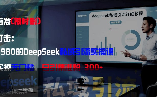 全网首发（限时删）精准打击：价值3980的DeepSeek私域引流实操课，小白实操无门槛，日引精准粉300+