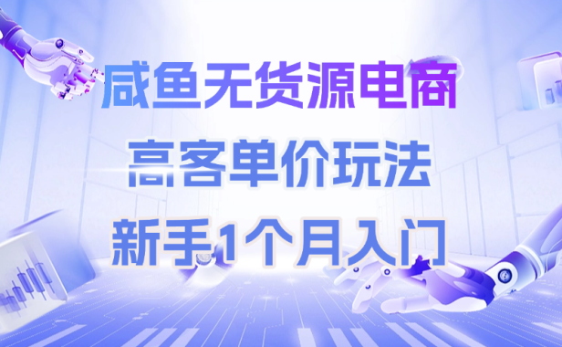 咸鱼无货源电商,高客单价玩法,新手1个月入门