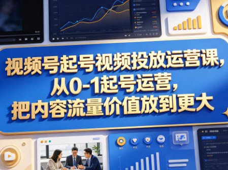 视频号起号视频投放运营课，从0-1起号运营，把内容流量价值放到更大