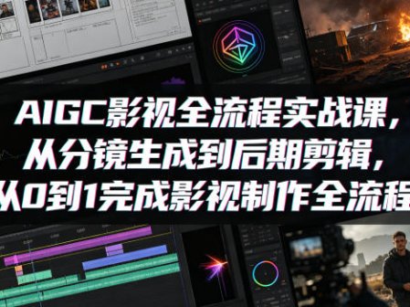 AIGC影视全流程实战课，从分镜生成到后期剪辑，从0到1完成影视制作全流程