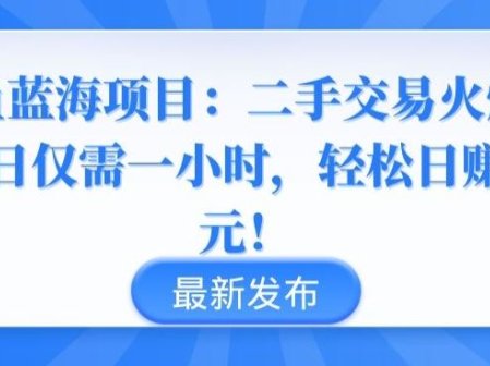 闲鱼蓝海项目:二手交易火爆,每日仅需一小时,轻松日赚千元【揭秘】