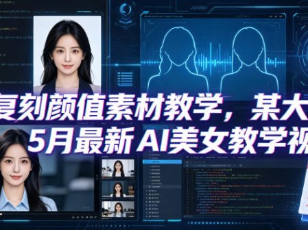 AI复刻颜值素材教学，某大佬5月最新AI美女教学视频，内含4月好物复刻教学