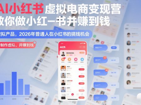 AI小红书虚拟电商变现营，教你做小红书并賺到钱，虚拟产品，2026年普通人在小红书的搞钱机会(完结)