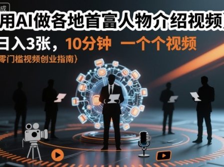 用AI做各地首富人物介绍视频,日入3张,10分钟一个视频