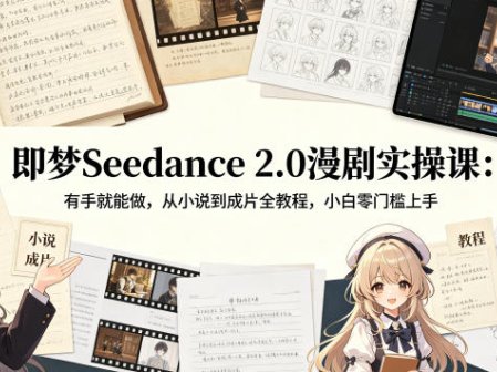即梦Seedance 2.0漫剧实操课：有手就能做，从小说到成片全教程，小白零门槛上手