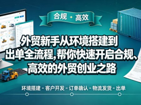 外贸新手从环境搭建到出单全流程，帮你快速开启合规、高效的外贸创业之路