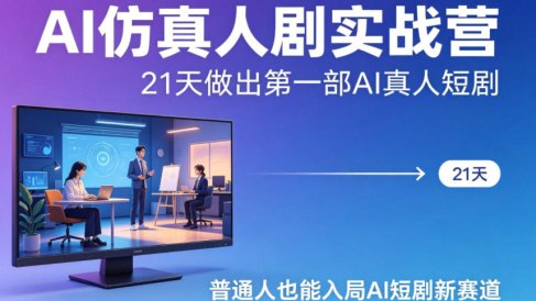 AI仿真人剧实战营，21天做出第一部AI真人短剧，普通人也能入局AI短剧新赛道