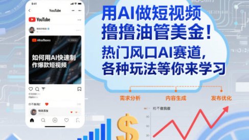 用AI做短视频撸油管美金，热门风口AI赛道，你不做我做，各种玩法等你来学习
